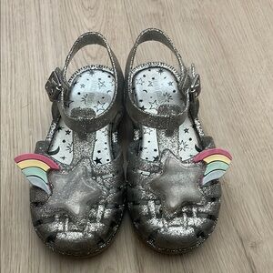 Melissa Silver Kids Shoes with Star and Rainbow Accents